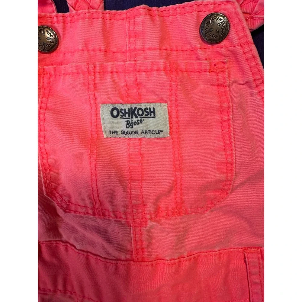 OshKosh Bgosh Neon Pink Braided Strap Cotton Shortall Overalls 18M